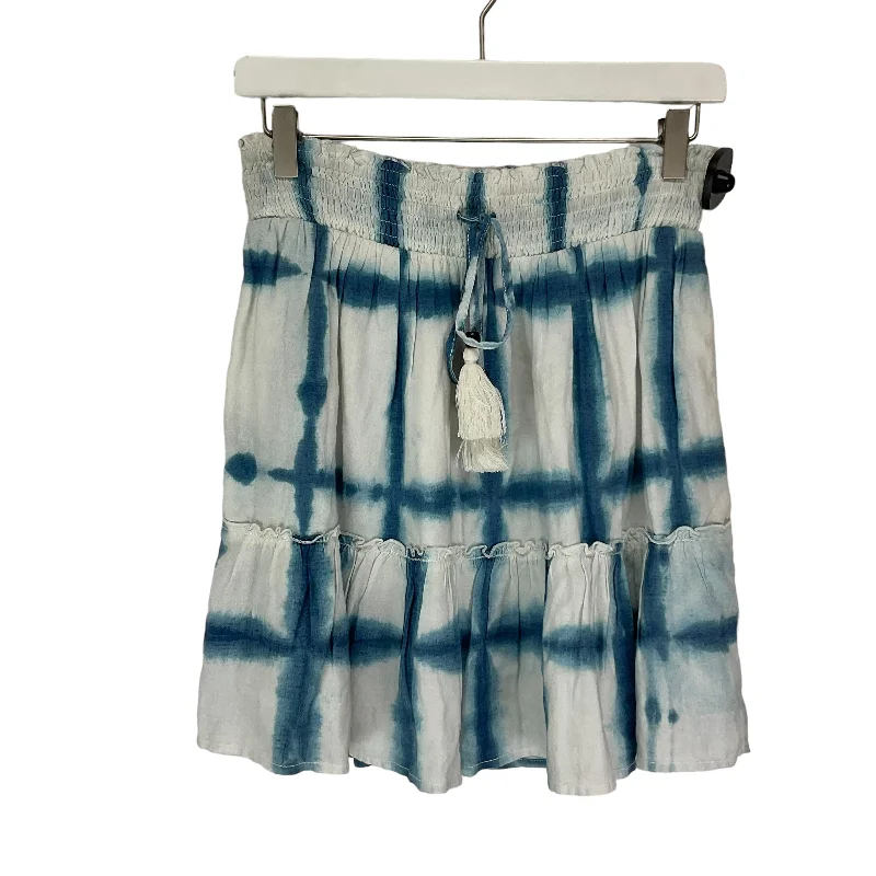 Bold skirts with vibrant tropical prints -Blue & White Skirt Mini & Short Pilcro, Size S