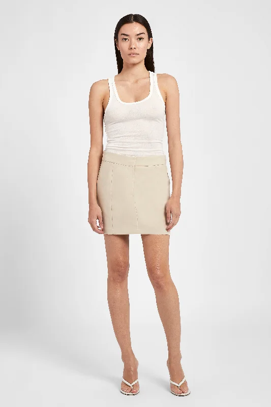 Designer skirts for luxury fashion flair -Tailored Seam Detail Mini Skirt - Sand