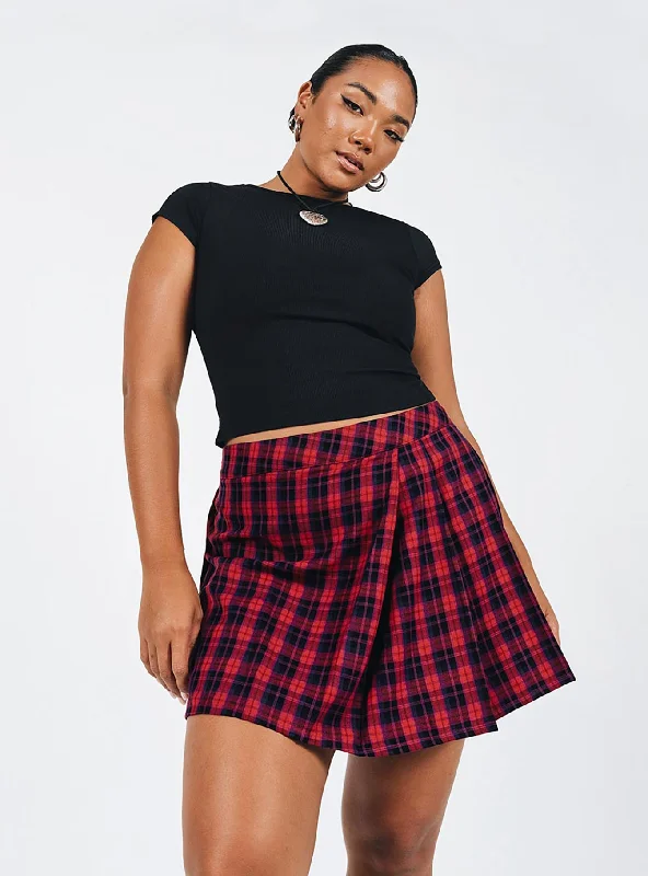 A-line Short Skirts for Flattering -Kurtsi Mini Skirt Red