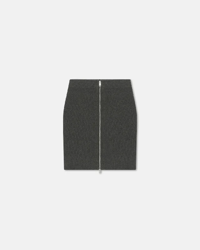 Durable skirts for active lifestyle needs -Isul - Zip-Up Terry-Knit Mini Skirt - Graphite