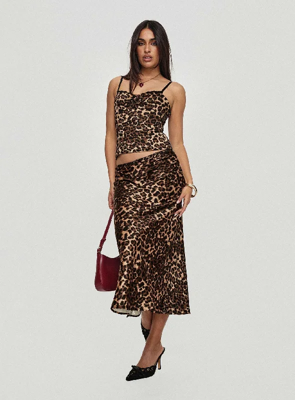 Gray Long Skirts for Subtle -Enigmatic Maxi Skirt Leopard