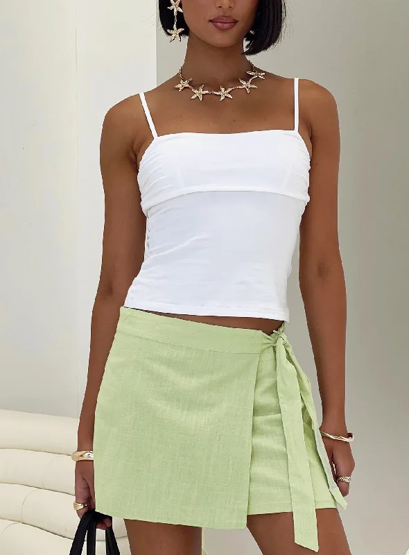 Long Skirts for Dinner Dates -Isaak Wrap Mini Skirt Sage