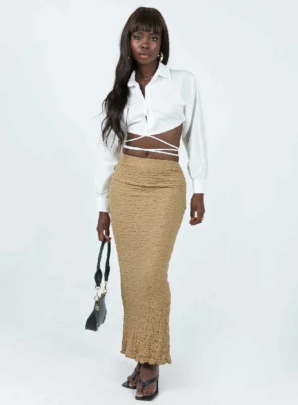 Straight Long Skirts for Classic -Rubes Midi Skirt Beige