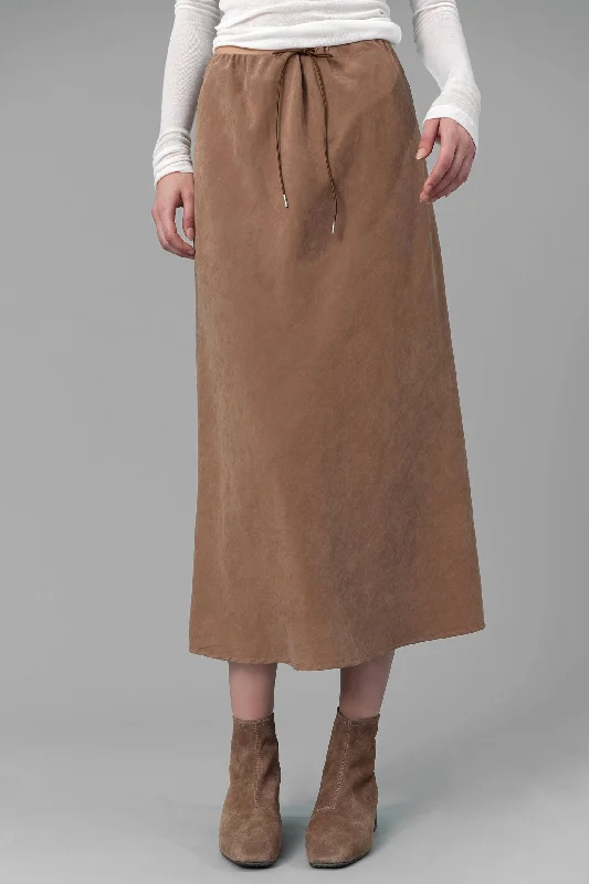 Trendy midi skirts for modern fashionistas -Tami Suede Midi Skirt