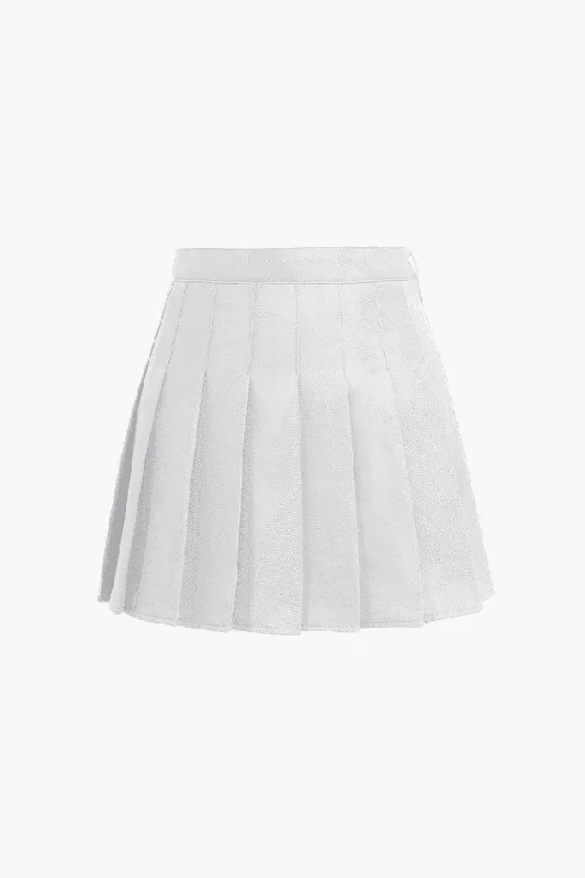 Luxury satin skirts for evening event elegance -Pleated Mini Skirt