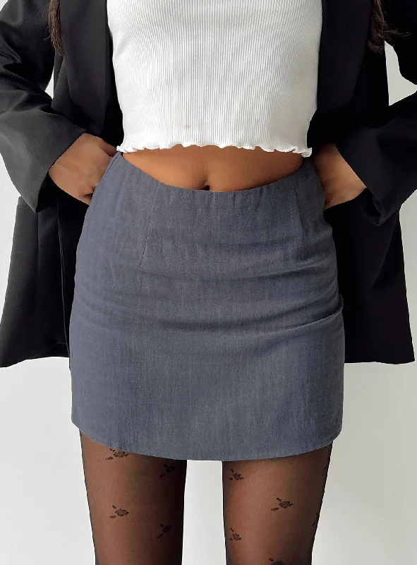 Long Skirts for Prom Night -Selby Mini Skirt Grey Petite