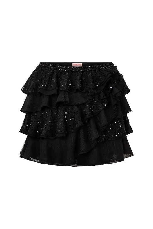 High-waisted denim skirts for cool lift -Pètale Ruffle Mini Skirt