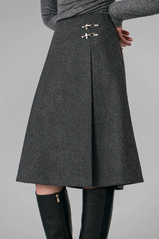 Soft skirts with gentle fabric drape -Bella Buckle Midi Skirt